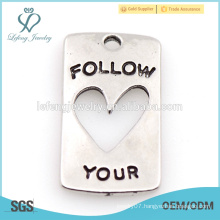 Custom zinc alloy silver heart charm jewelry in high quality